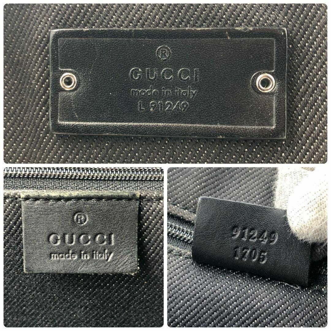 Gucci(グッチ)のGUCCI グッチ ハンドバッグ トートバッグ デニム レザー ブラック レディースのバッグ(トートバッグ)の商品写真