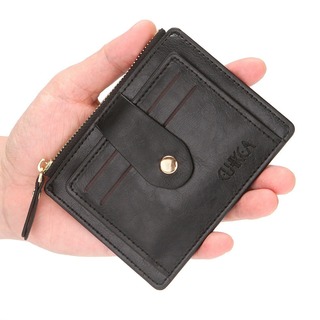 【再入荷】小銭入れ　カードケース　2つ折り　財布　ブラック　黒　PUレザー　軽量(コインケース/小銭入れ)