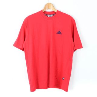 アディダス(adidas)のアディダス 半袖Ｔシャツ トップス ワンポイントロゴ スポーツウエアコットン メンズ Mサイズ レッド adidas(Tシャツ/カットソー(半袖/袖なし))