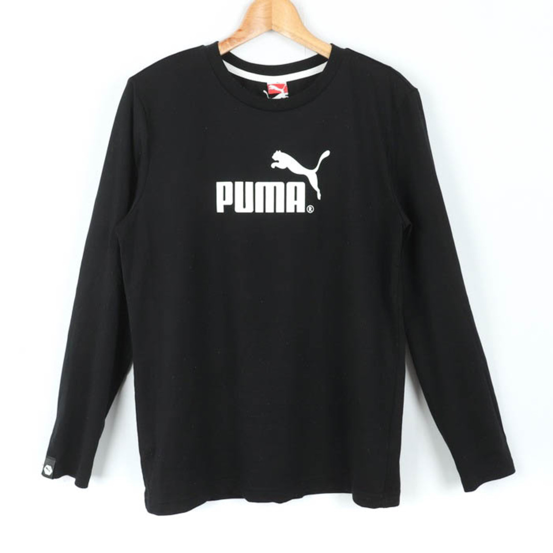 PUMA(プーマ)のプーマ 長袖Ｔシャツ トップスロゴTスポーツウエア メンズ Lサイズ 黒×白 PUMA メンズのトップス(Tシャツ/カットソー(七分/長袖))の商品写真