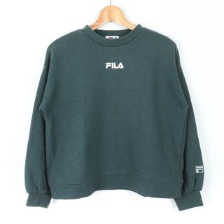 FILA - フィラ スウェット トレーナー トップス  フロントロゴ スポーツウエア レディース Mサイズ グリーン FILA