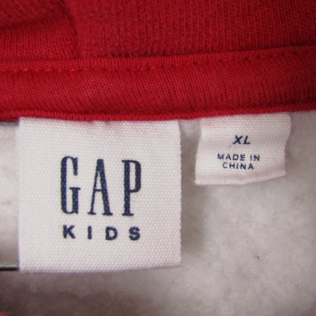 GAP(ギャップ)のギャップ パーカー トップス チェック柄 裏起毛 フロントロゴ キッズ 男の子用 150サイズ 赤×白 GAP キッズ/ベビー/マタニティのキッズ服女の子用(90cm~)(Tシャツ/カットソー)の商品写真