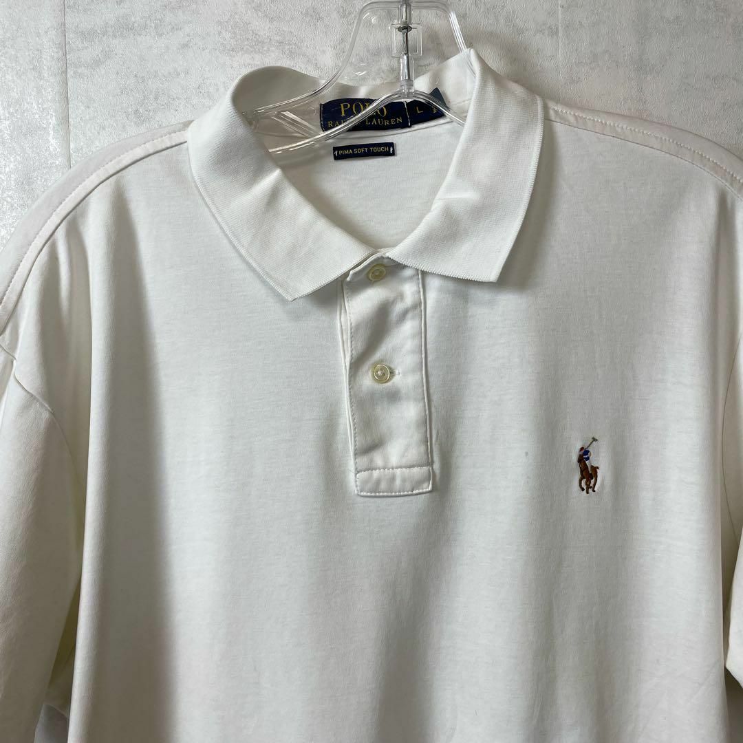 POLO RALPH LAUREN(ポロラルフローレン)のラルフローレン　ピマコットン　カラー刺繍ポニー　サイズＬ　メンズ　古着 メンズのトップス(ポロシャツ)の商品写真