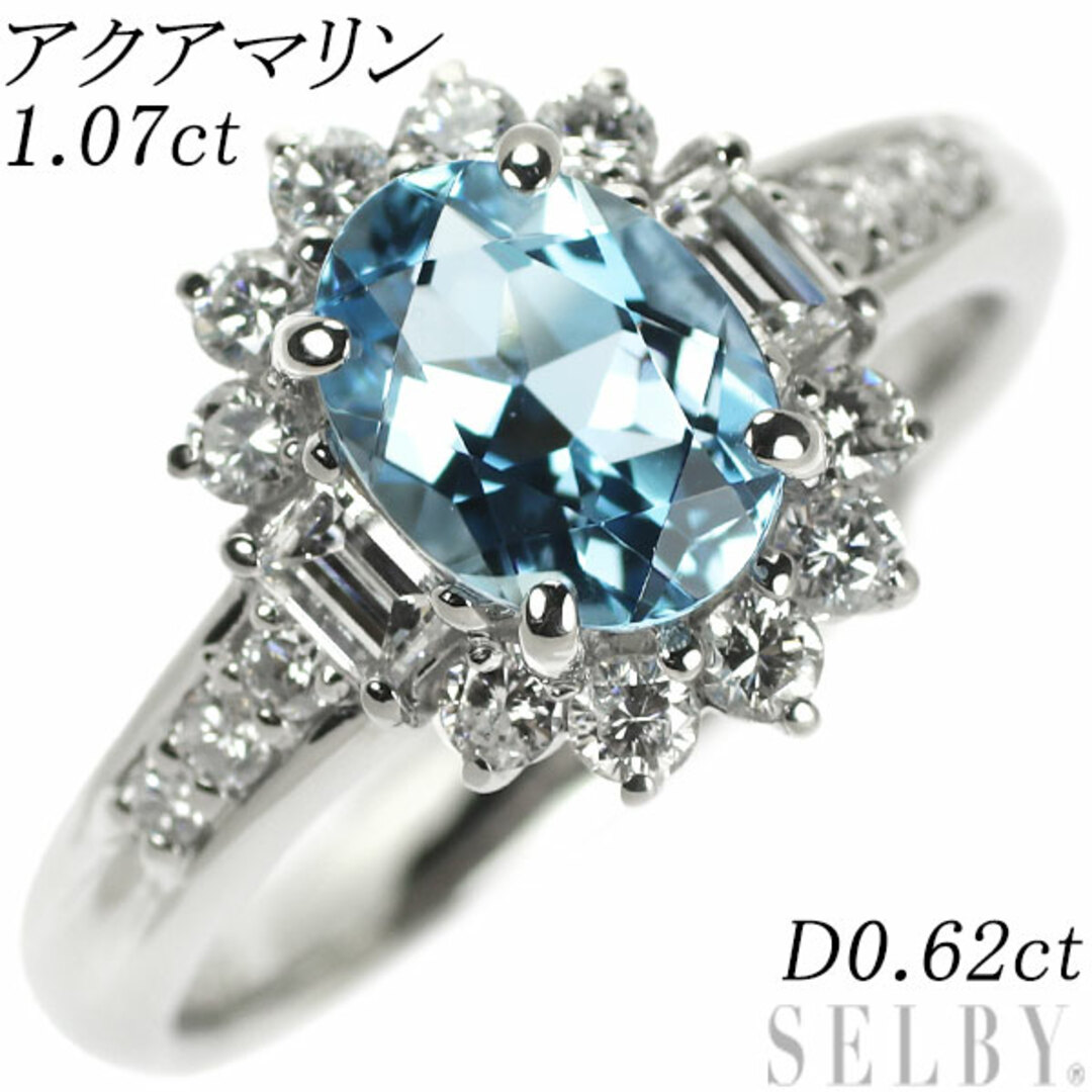 Pt900 アクアマリン ダイヤモンド リング 1.07ct D0.62ct レディースのアクセサリー(リング(指輪))の商品写真