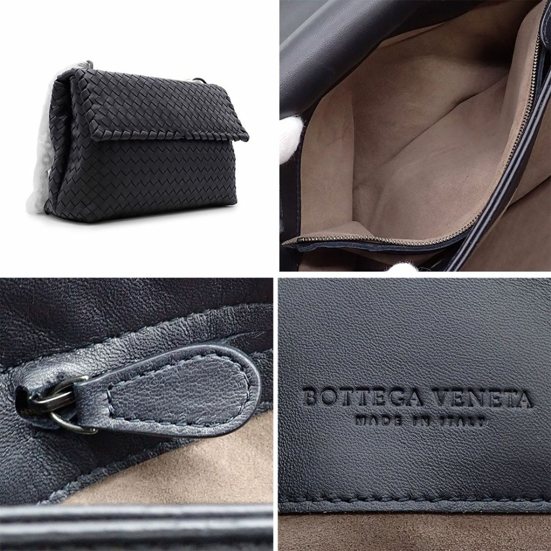 Bottega Veneta(ボッテガヴェネタ)の未使用品 ボッテガ ヴェネタ イントレチャート オリンピア ミディアム ショルダーバッグ 386499 チェーン ナッパレザー ネイビー ガンメタル メンズのバッグ(ショルダーバッグ)の商品写真