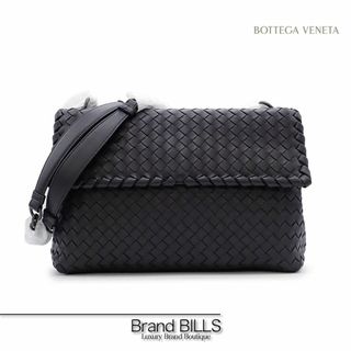 ボッテガヴェネタ(Bottega Veneta)の未使用品 ボッテガ ヴェネタ イントレチャート オリンピア ミディアム ショルダーバッグ 386499 チェーン ナッパレザー ネイビー ガンメタル(ショルダーバッグ)