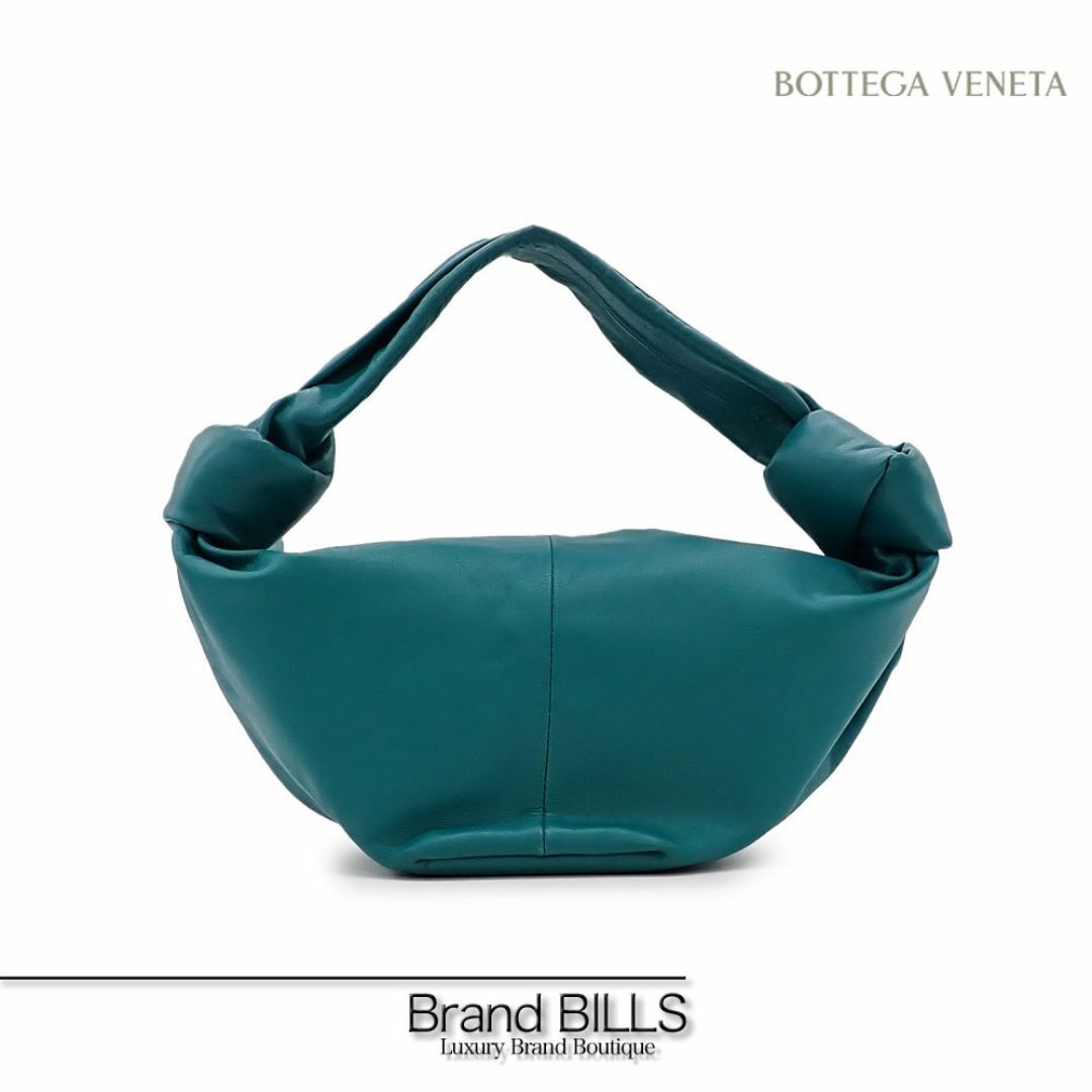 Bottega Veneta(ボッテガヴェネタ)の未使用品 ボッテガ ヴェネタ ダブルノット ハンドバッグ ミニバッグ 629635 カーフレザー グリーン系 ゴールド金具 ワンハンドル  レディースのバッグ(ハンドバッグ)の商品写真