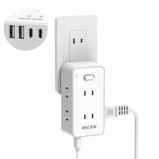 Mscien 電源タップ usbコンセントタップ 6個AC差込口 2個usb-c(PC周辺機器)