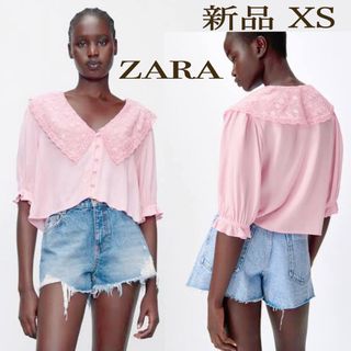 【新品 XS】ZARA レース襟ブラウス