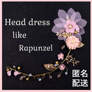 ヘッドドレス　ヘアアクセ　フラワー　パステル　花　かんむり　浴衣　夏祭り　新品(カチューシャ)