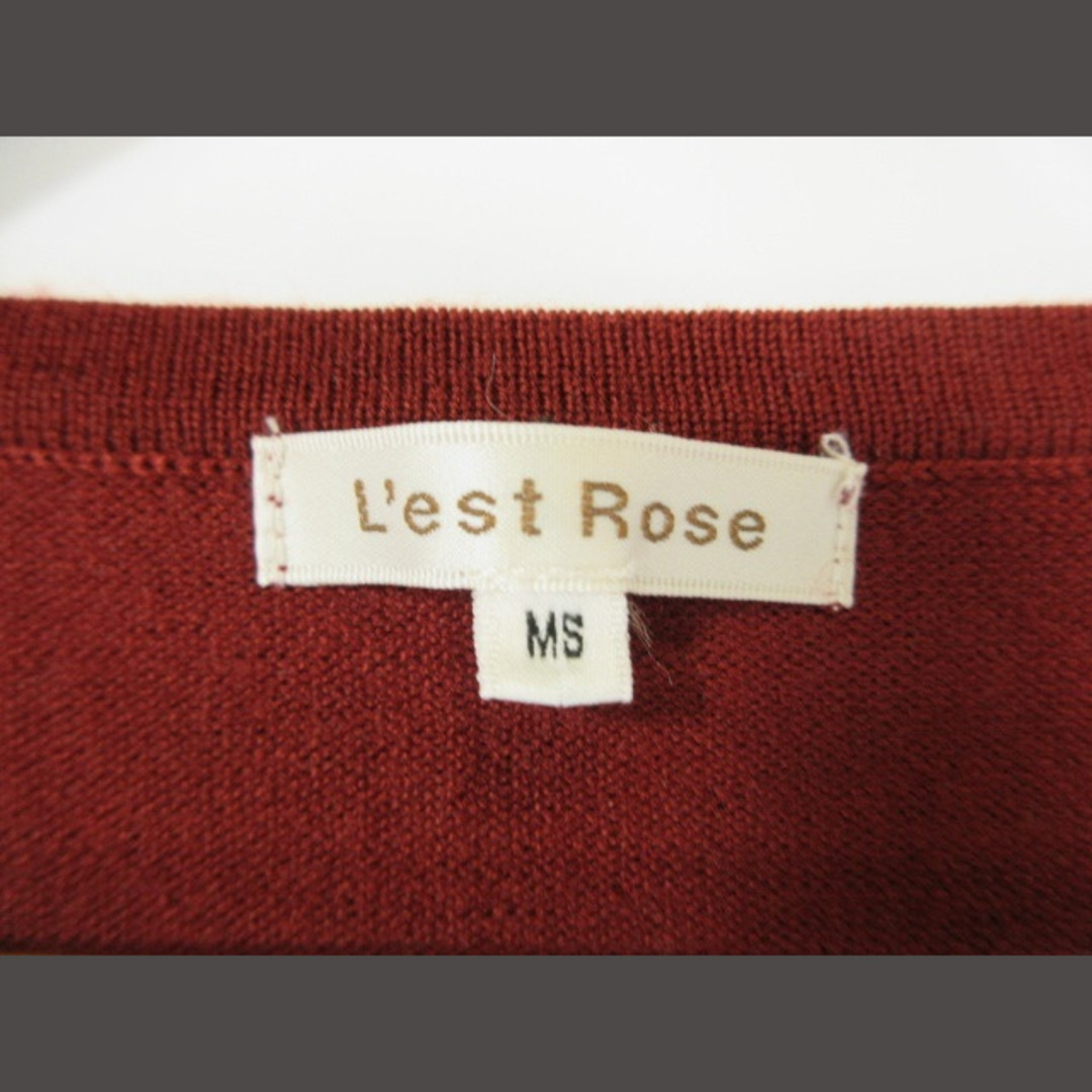 L'EST ROSE(レストローズ)のレストローズ  カーディガン 丸首 長袖 無地 シンプル ワインレッド MS  レディースのトップス(カーディガン)の商品写真
