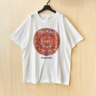 ヴィンテージ(VINTAGE)の80s 90s古着　ヴィンテージ　メキシココズメル　薄手生地　Tシャツ　マヤ暦(Tシャツ/カットソー(半袖/袖なし))