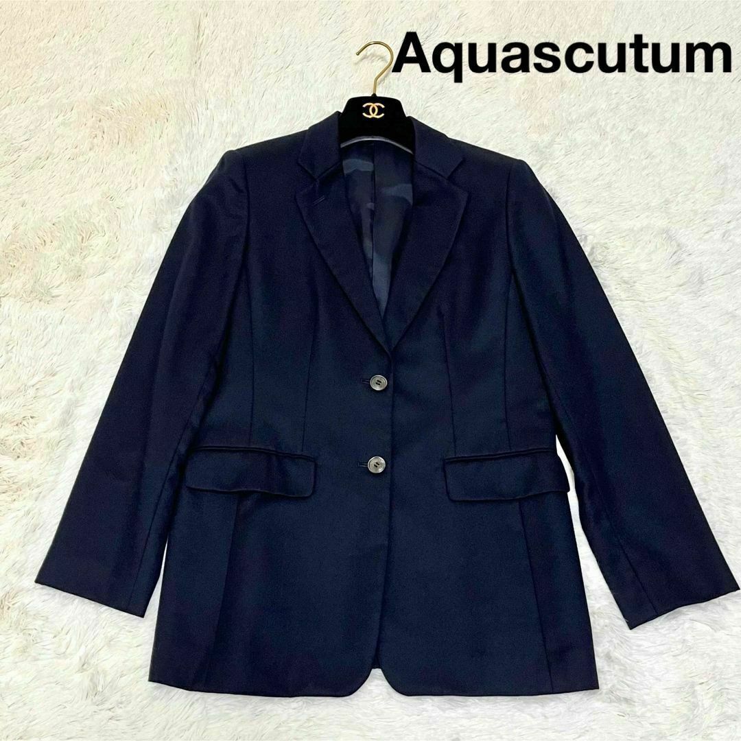 AQUA SCUTUM(アクアスキュータム)のAquascutum ネイビー ジャケット テーラード 日本製 レディースのジャケット/アウター(テーラードジャケット)の商品写真