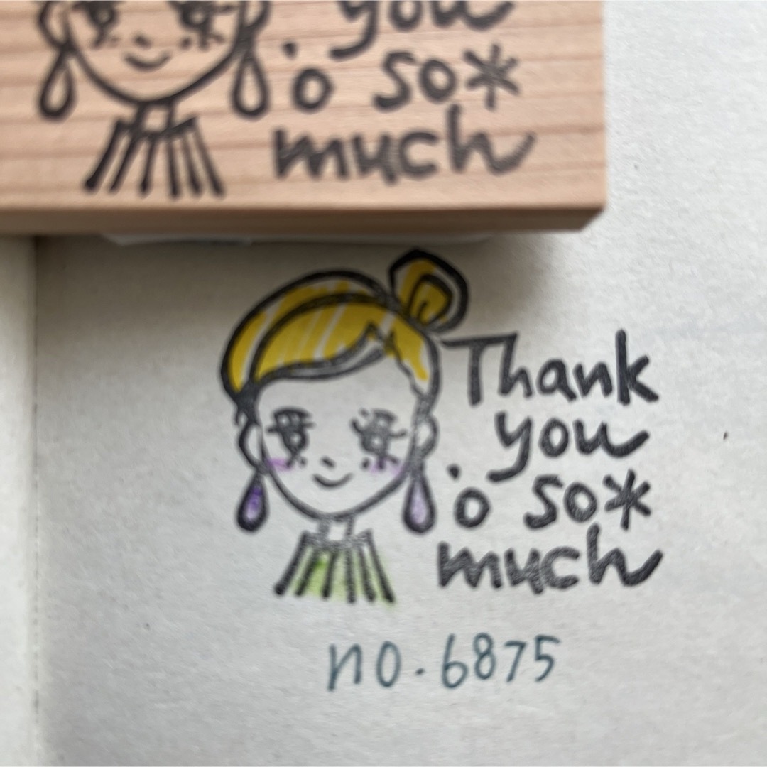 スタンプ　No. 6875 thank you so much 女の子 ハンドメイドの文具/ステーショナリー(はんこ)の商品写真