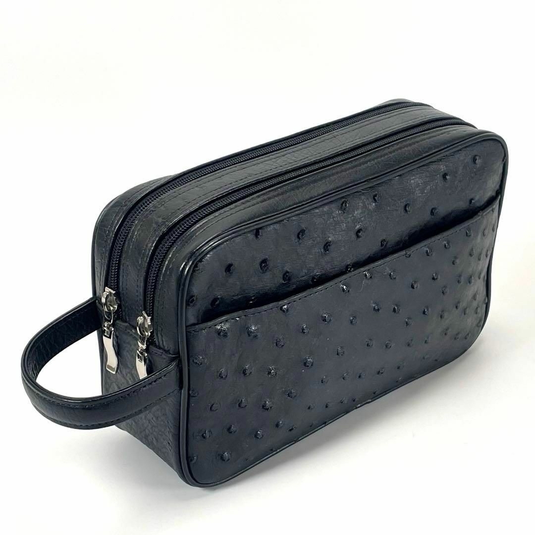 人気商品 セカンドバッグ ダブルファスナー ハンドル付き ブラック 無地 軽量 メンズのバッグ(セカンドバッグ/クラッチバッグ)の商品写真