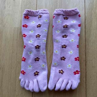 靴下（ピンク、花柄、五本指、すべり止め）(ソックス)