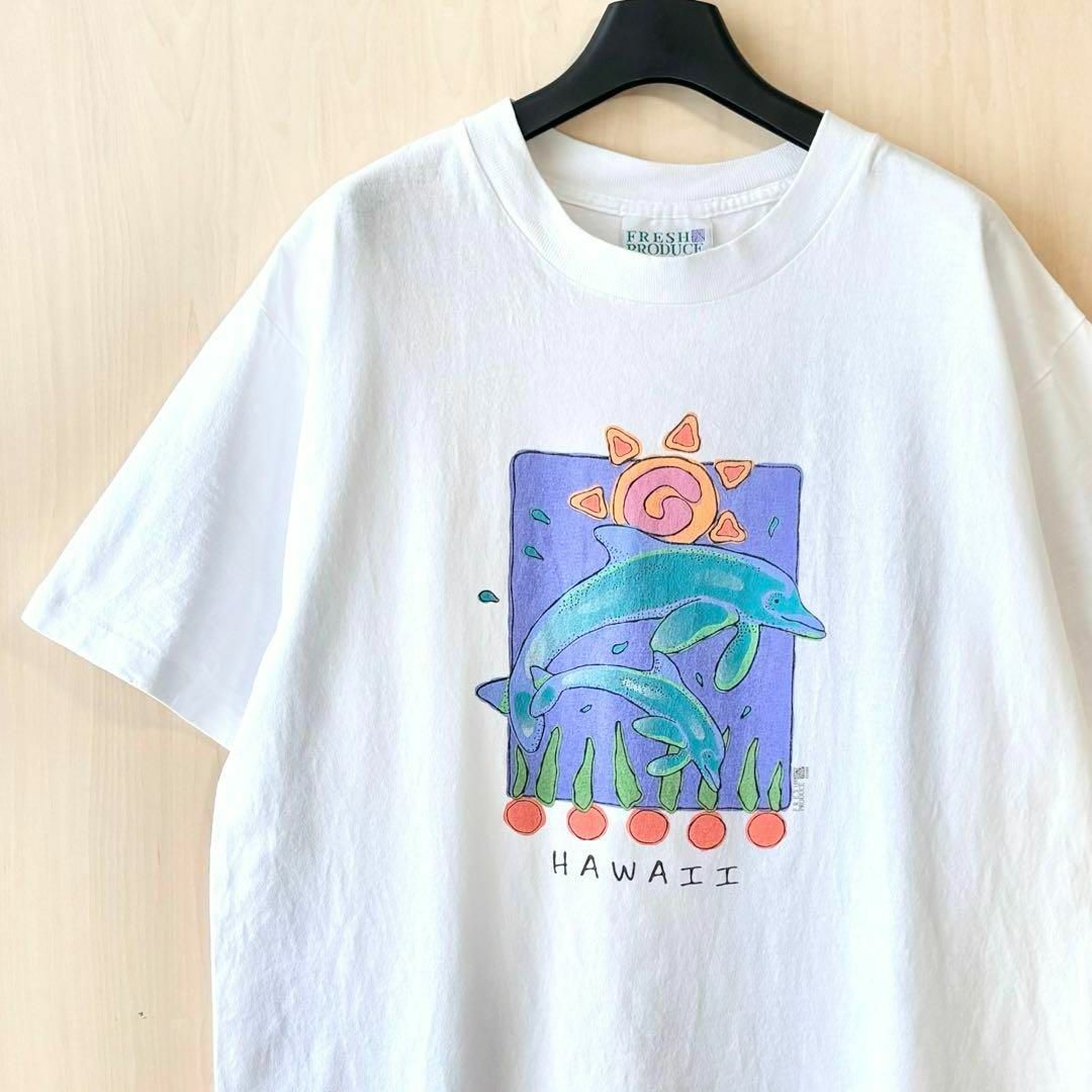 VINTAGE(ヴィンテージ)の90s USA製古着　ヴィンテージ　イラストTシャツ　イルカ　シングルステッチ メンズのトップス(Tシャツ/カットソー(半袖/袖なし))の商品写真