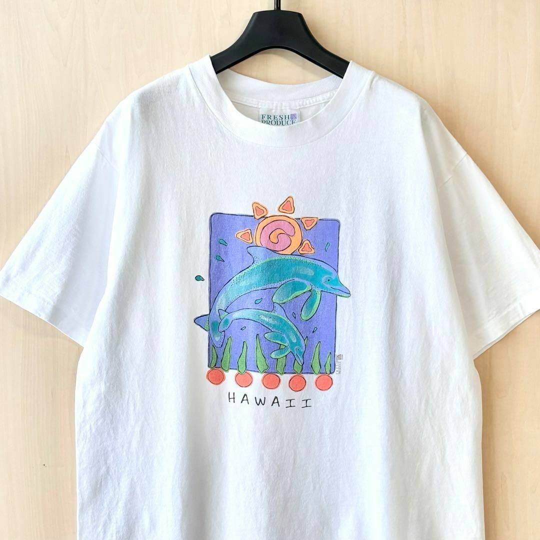 VINTAGE(ヴィンテージ)の90s USA製古着　ヴィンテージ　イラストTシャツ　イルカ　シングルステッチ メンズのトップス(Tシャツ/カットソー(半袖/袖なし))の商品写真