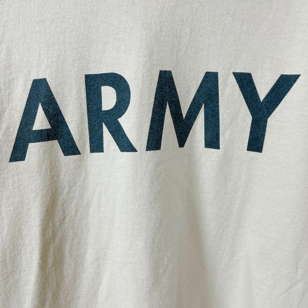 半袖Ｔシャツ　ARMY　クリーム色ベージュ　オーバーサイズＬ　メンズ　古着 メンズのトップス(Tシャツ/カットソー(半袖/袖なし))の商品写真