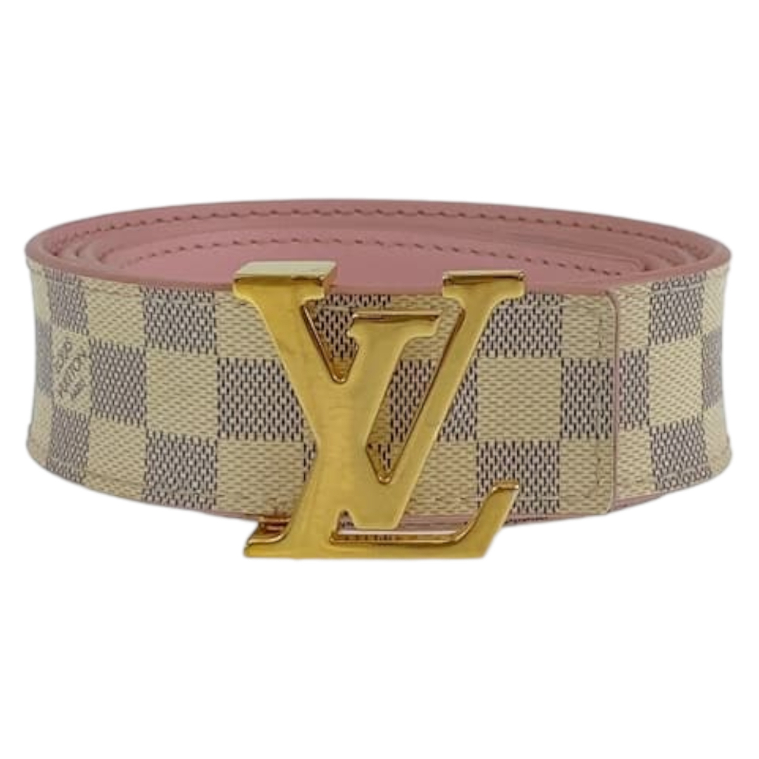 LOUIS VUITTON(ルイヴィトン)のLOUIS VUITTON ルイヴィトン ダミエ アズール サンチュール イニシャル ピンク 桃色 ホワイト ゴールド金具 レザー M0145 ベルト バッグルベルト レディース 405856 【中古】 レディースのファッション小物(ベルト)の商品写真