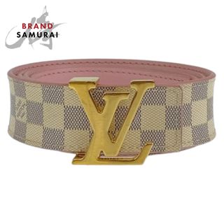 ルイヴィトン(LOUIS VUITTON)のLOUIS VUITTON ルイヴィトン ダミエ アズール サンチュール イニシャル ピンク 桃色 ホワイト ゴールド金具 レザー M0145 ベルト バッグルベルト レディース 405856 【中古】(ベルト)