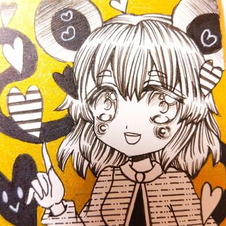 自作 手描き ペン画 イラスト☆ナズーリン☆東方プロジェクト☆豆色紙(アート/写真)