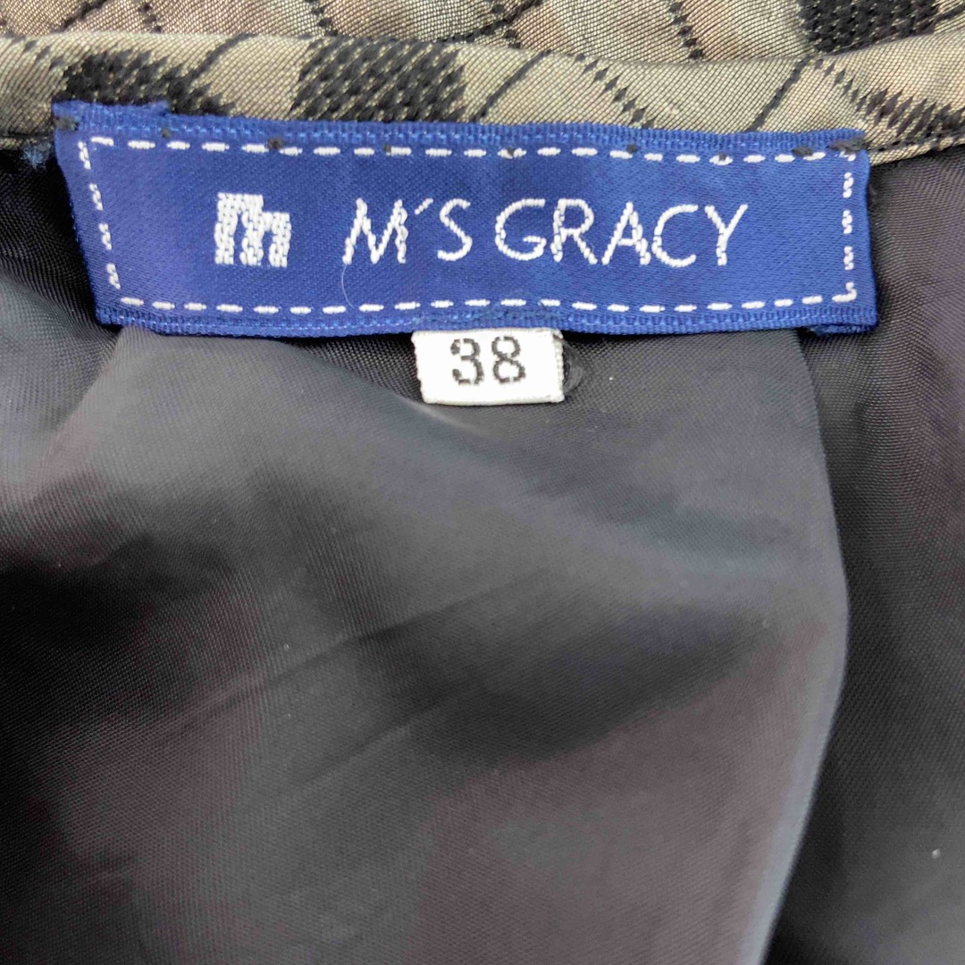 M'S GRACY(エムズグレイシー)のM’S GRACYエムズグレイシー レディース ひざ丈スカート フラワージャガード  チャコールグレー レディースのスカート(ひざ丈スカート)の商品写真