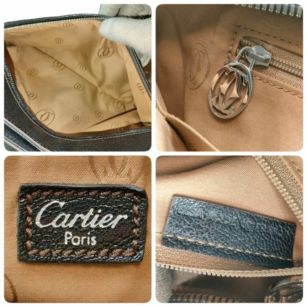 Cartier(カルティエ)の美品■カルティエ　マルチェロ　ハンドバッグ　マストライン　パンチング　レザー　黒 レディースのバッグ(ハンドバッグ)の商品写真
