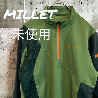 ミレー(MILLET)の新品未使用　ミレー　トップス　Mサイズ　長袖　ロングシャツ　ハーツジップ　緑(登山用品)