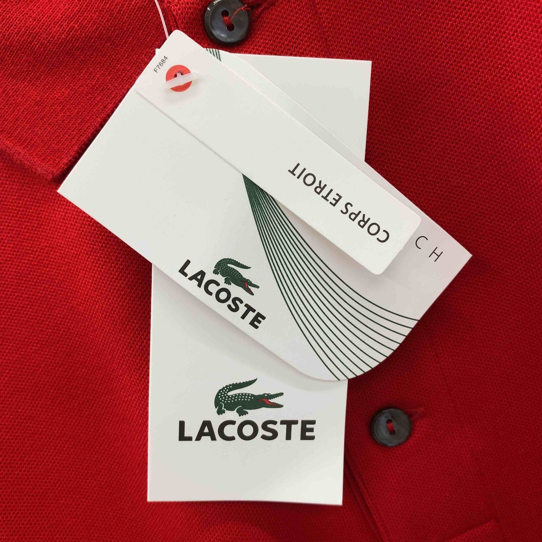 LACOSTE(ラコステ)の【美品】 LACOSTE ラコステ メンズ ポロシャツ 半袖ポロシャツ 刺繡ロゴ レッド メンズのトップス(ポロシャツ)の商品写真