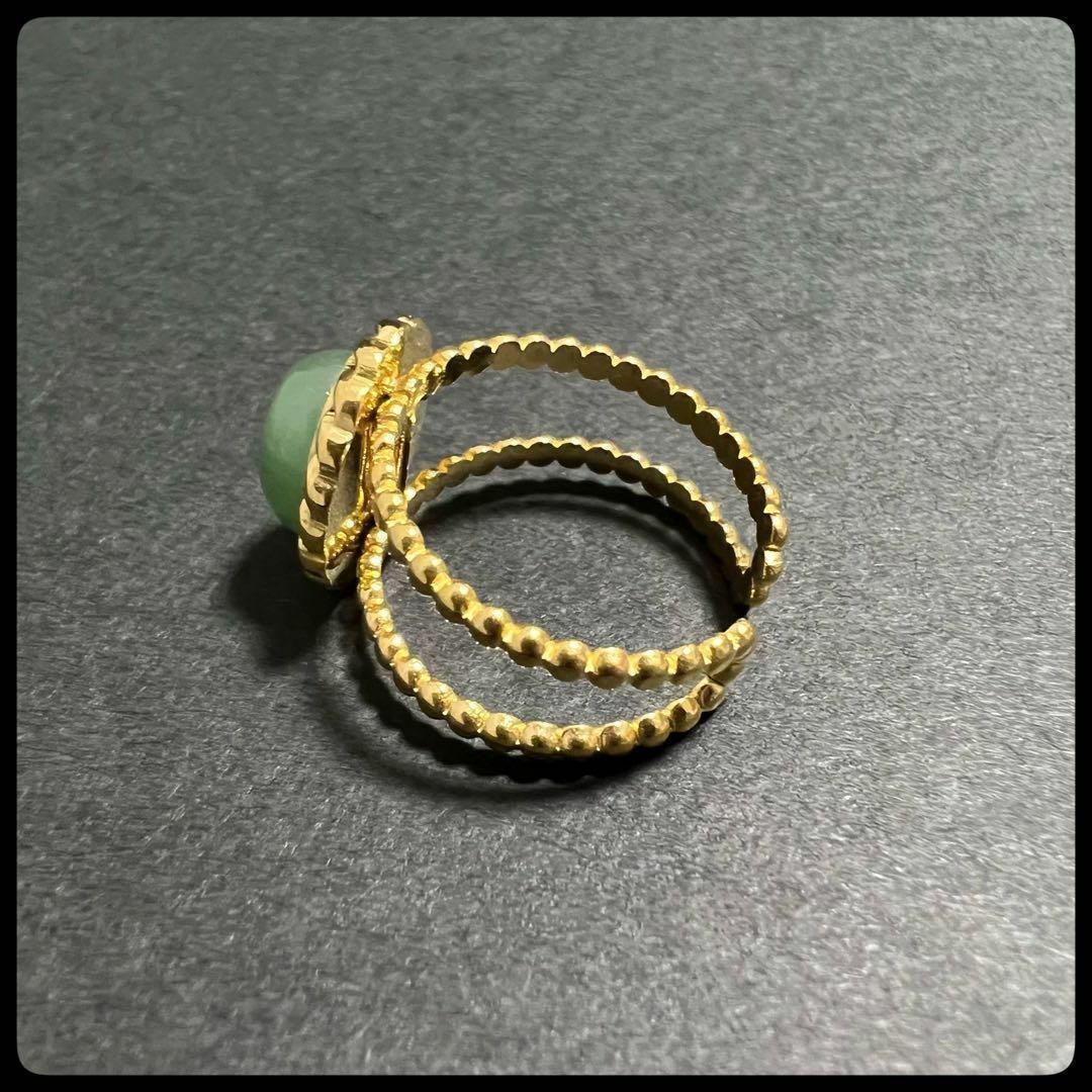 デザイン オープンリング オニキス調リング レディース 人工石 ゴールド レディースのアクセサリー(リング(指輪))の商品写真