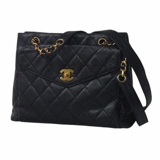 シャネル(CHANEL)のシャネル CHANEL マトラッセ キャビアスキン ココマーク ターンロック チェーン トートバッグ ブラック ゴールド金具【中古】(トートバッグ)