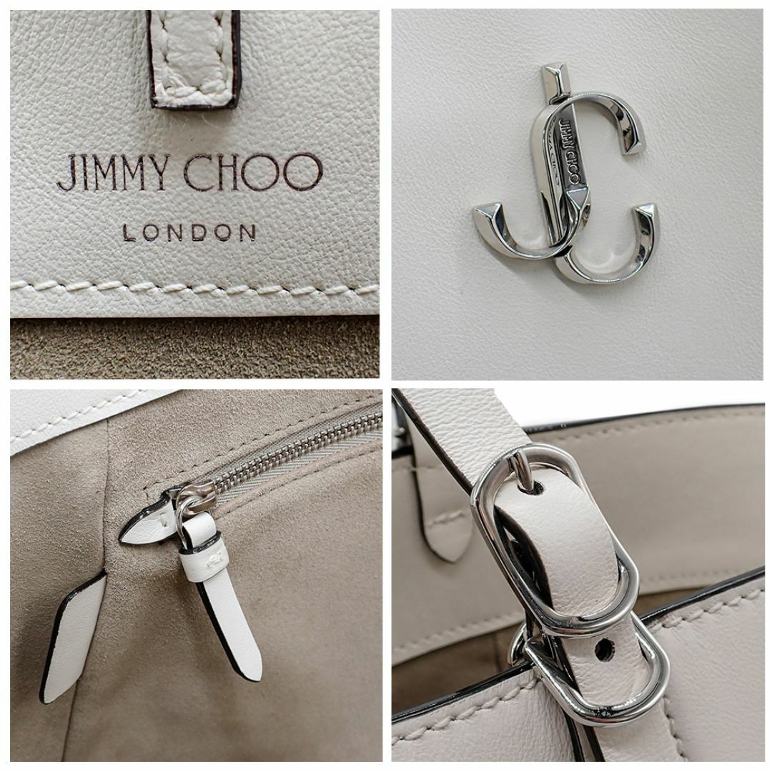 JIMMY CHOO(ジミーチュウ)の未使用品 ジミーチュウ トートバッグ ハンドバッグ ショルダーバッグ 2way アイボリー シルバー金具 レディースのバッグ(トートバッグ)の商品写真