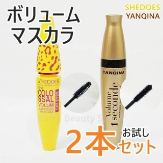 ★お試し2本セット★ボリュームマスカラ ウォータープルーフ お湯で落ちる★A①(マスカラ)