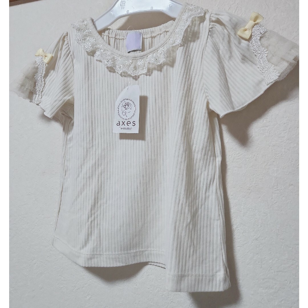 axes femme kids(アクシーズファムキッズ)の新品タグ付き　アクシーズファムキッズ　カットソー　110 キッズ/ベビー/マタニティのキッズ服女の子用(90cm~)(Tシャツ/カットソー)の商品写真