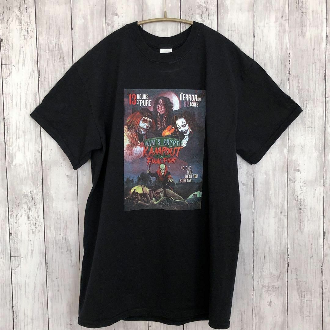 KIM'S　KRYPT　KAMP　OUT　半袖Ｔ　サイズＭ　黒ブラック　半袖古着 メンズのトップス(Tシャツ/カットソー(半袖/袖なし))の商品写真