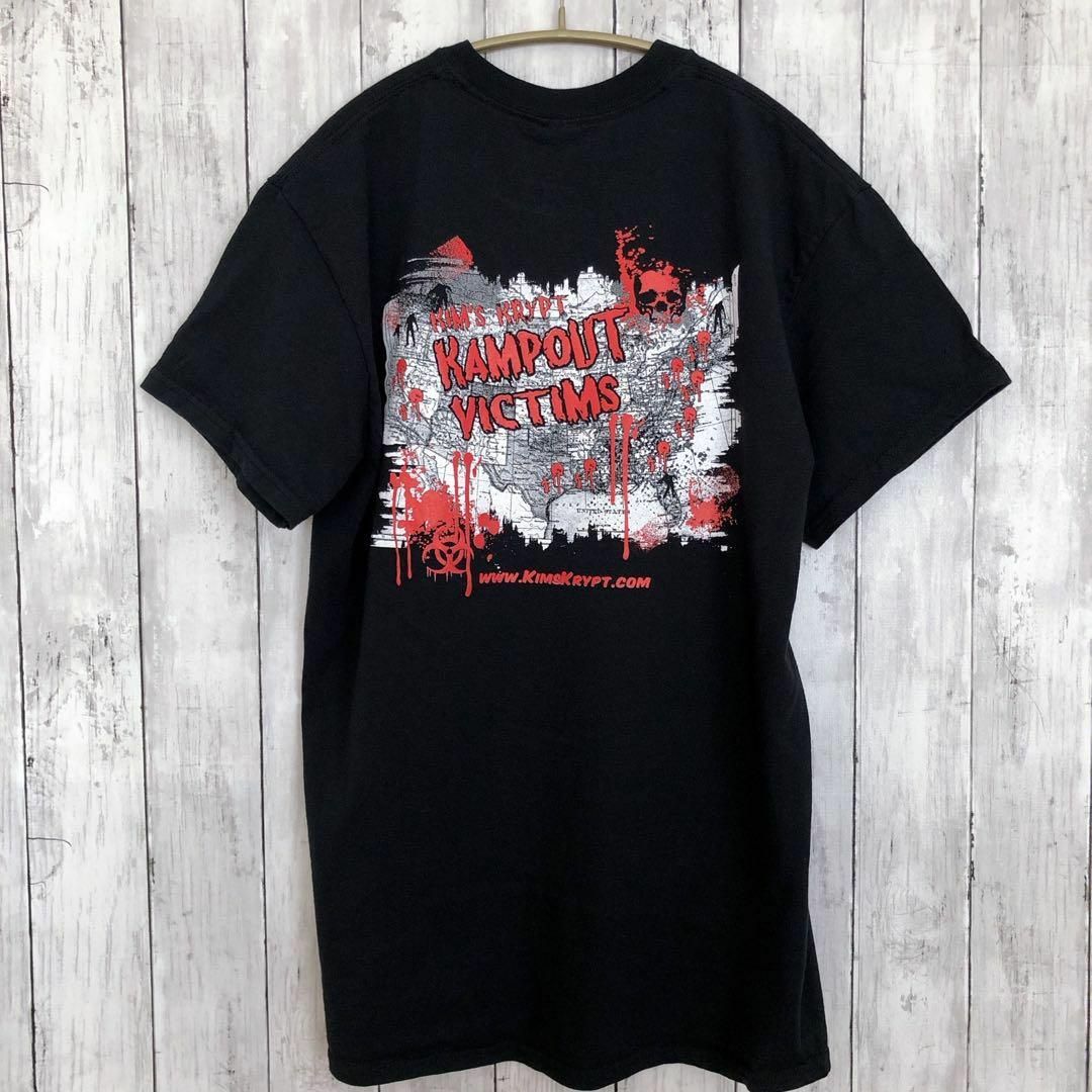 KIM'S　KRYPT　KAMP　OUT　半袖Ｔ　サイズＭ　黒ブラック　半袖古着 メンズのトップス(Tシャツ/カットソー(半袖/袖なし))の商品写真