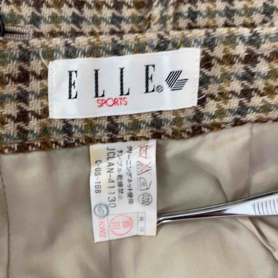 ELLE(エル)のELLE エル レディース カジュアルパンツ 緑 茶  千鳥格子柄 tk レディースのパンツ(カジュアルパンツ)の商品写真