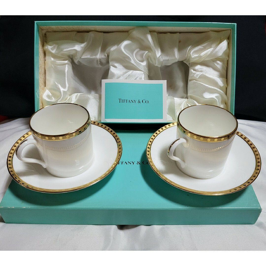 Tiffany & Co.(ティファニー)の◆TIFFANY◆【未使用保管品】デミタス ペアカップ&ソーサー 箱付き インテリア/住まい/日用品のキッチン/食器(グラス/カップ)の商品写真