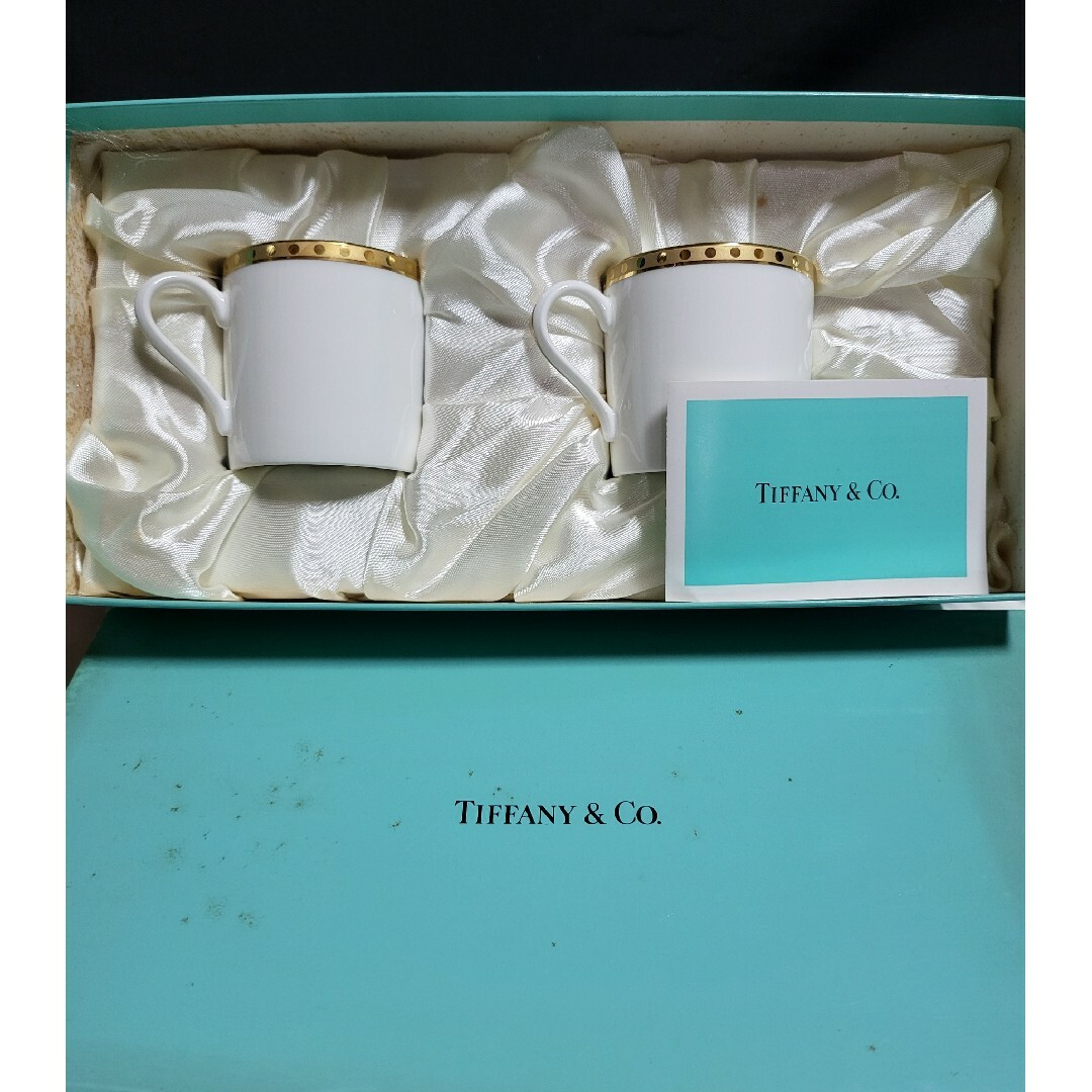 Tiffany & Co.(ティファニー)の◆TIFFANY◆【未使用保管品】デミタス ペアカップ&ソーサー 箱付き インテリア/住まい/日用品のキッチン/食器(グラス/カップ)の商品写真