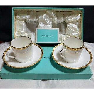 ◆TIFFANY◆【未使用保管品】デミタス ペアカップ&ソーサー 箱付き