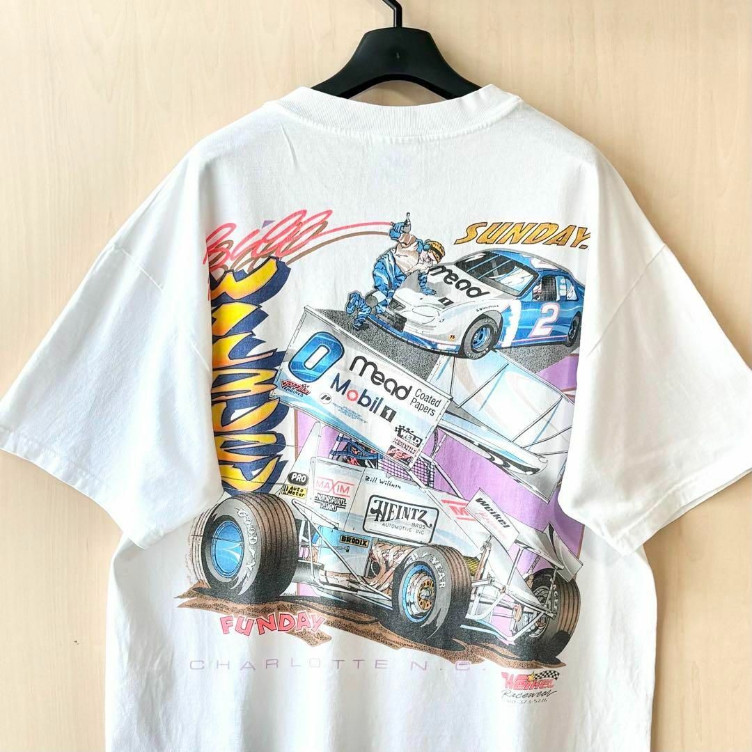 Hanes(ヘインズ)の90s 00s メキシコ製古着　ヘインズ　ビーフィ　Tシャツ　レーシングカー メンズのトップス(Tシャツ/カットソー(半袖/袖なし))の商品写真