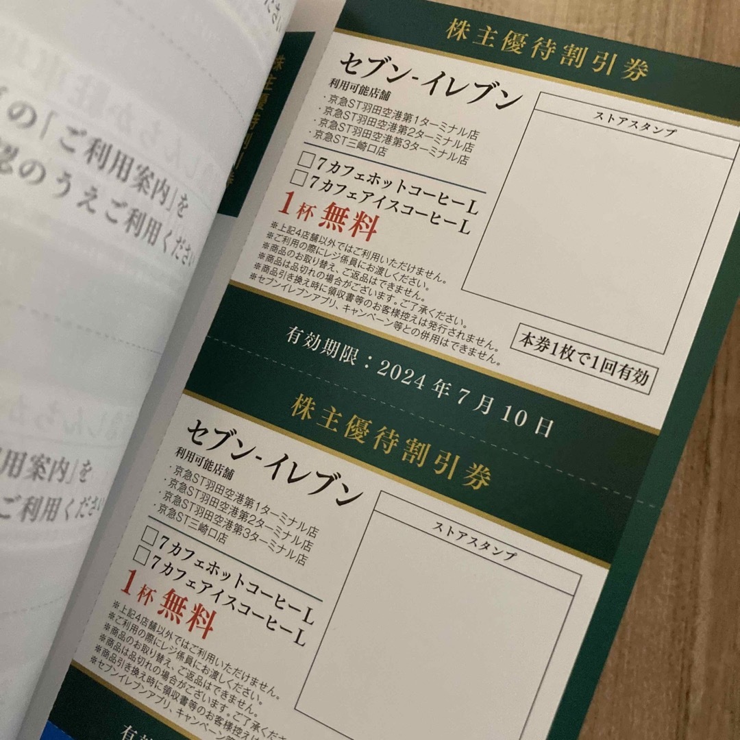 京浜急行　鉄道　乗車証　京急　株主優待　割引　セブンイレブン　スーパー　百貨店 チケットの優待券/割引券(その他)の商品写真