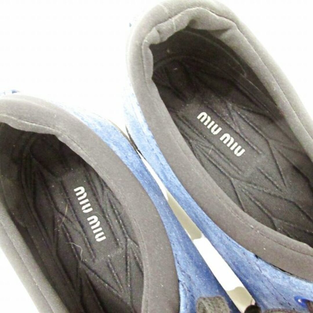 miumiu(ミュウミュウ)のミュウミュウ ビジュー スニーカー スウェード レースアップ 紺 35 23cm レディースの靴/シューズ(スニーカー)の商品写真