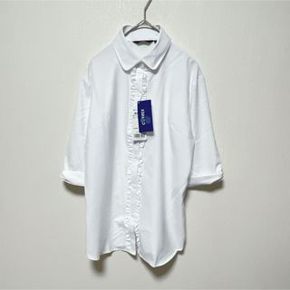 ブリックハウスバイトウキョウシャツ(BRICK HOUSE by Tokyo Shirts)の未使用　ブリックハウス　フリル五分袖シャツ　Lサイズ(シャツ/ブラウス(半袖/袖なし))