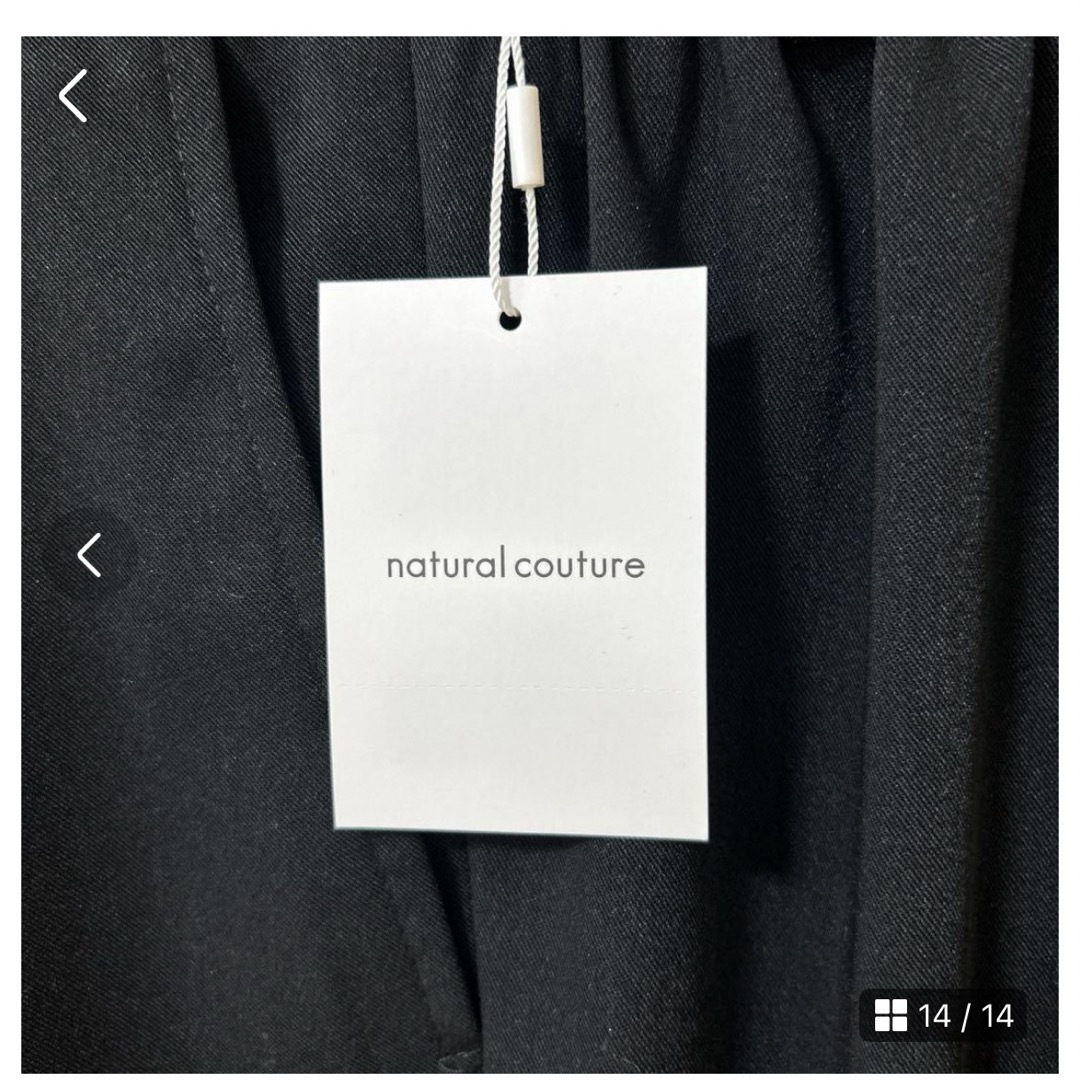 natural couture(ナチュラルクチュール)の【新品】natural coutureセンタープレスツイルパンツ ブラック レディースのパンツ(カジュアルパンツ)の商品写真