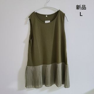 ★新品 ノースリーブ トップス L(カットソー(半袖/袖なし))