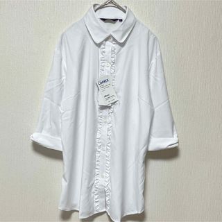 ブリックハウスバイトウキョウシャツ(BRICK HOUSE by Tokyo Shirts)の未使用　ブリックハウス　フリル五分袖シャツ　Lサイズ(シャツ/ブラウス(半袖/袖なし))