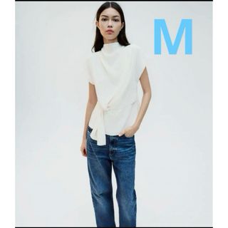 ザラ(ZARA)の即日発送　ZARA ギャザー トップス(シャツ/ブラウス(半袖/袖なし))