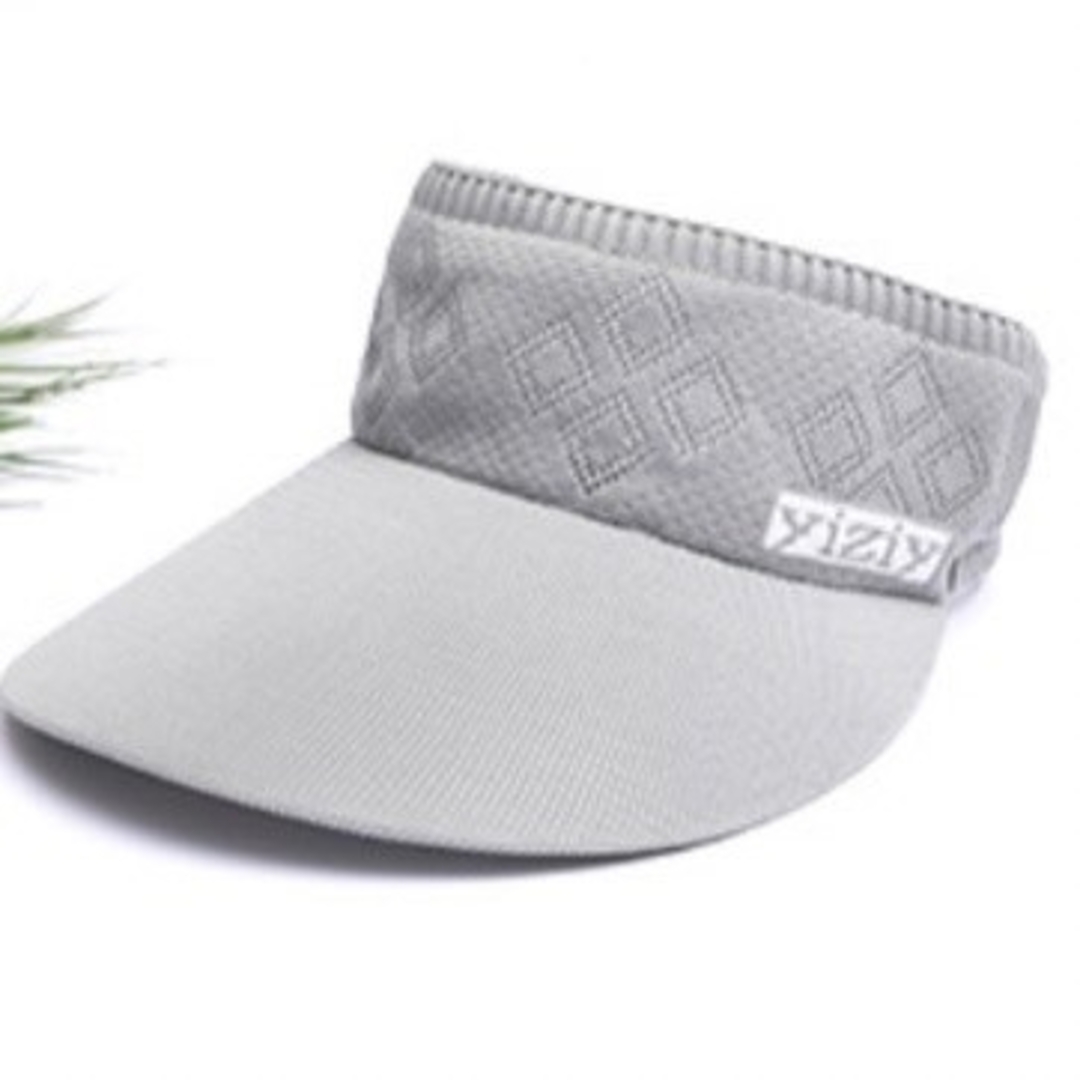 サンバイザー レディース ゴルフウェア UVカット ニット つば広 グレー レディースの帽子(その他)の商品写真